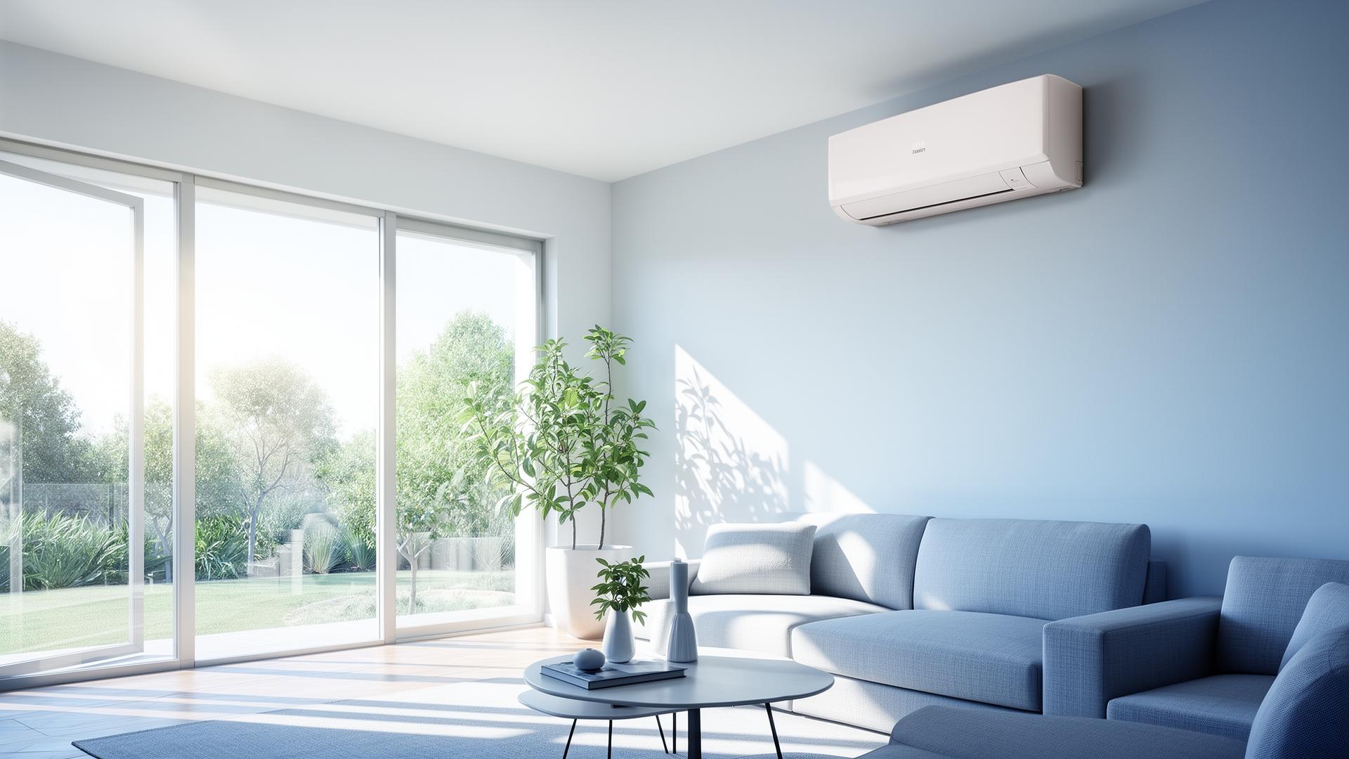 Modern Australian living room with split system air conditioning